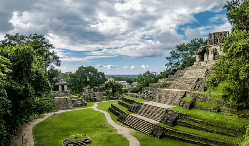 Ruins of Palenque covered in jungle