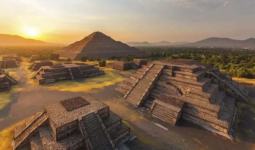 Pyramid of the Sun at Teotihuacan during sunset