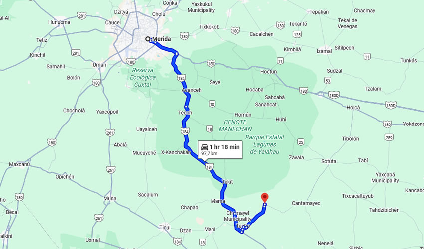 Driving from Merida to Mayapan