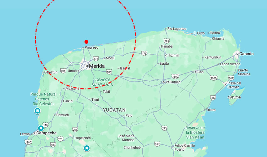 Chicxulub Crater - Map