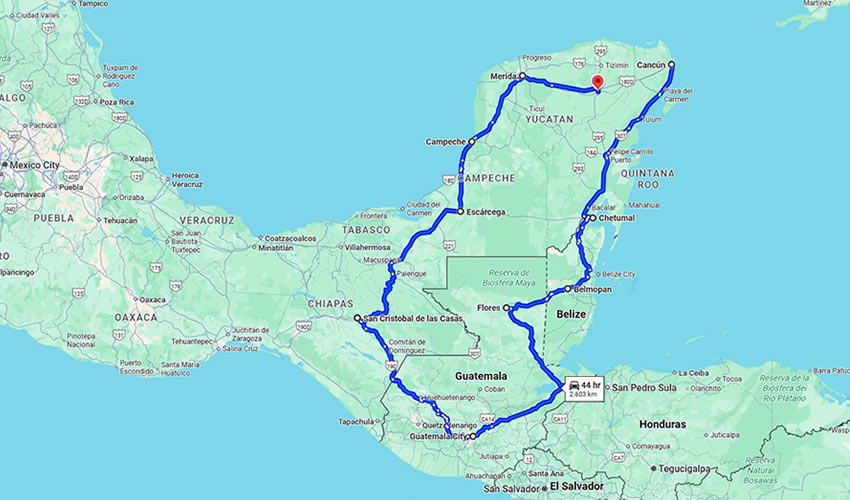From Cancun to Belize y Guatemana, and back to Yucatan